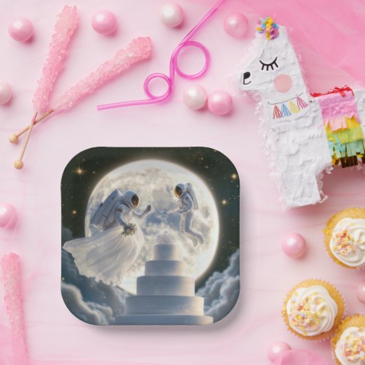 Astronaut frisch im Mondlicht Pappteller (Party)