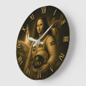 Astronaut Funny Mona Lisa Space Explorer Gift Große Wanduhr (Winkel)