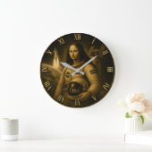 Astronaut Funny Mona Lisa Space Explorer Gift Große Wanduhr (Zuhause)