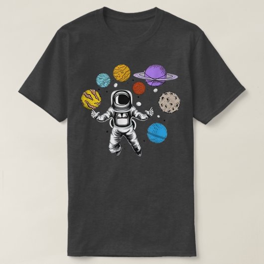 Astronaut Funny Planets Sonnensystem T-Shirt (Design vorne)