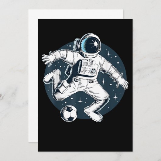 Astronaut Fußball spielen im Weltraum Grafik Save The Date (Vorne/Hinten)