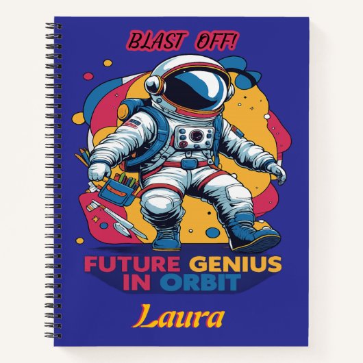 Astronaut Future Genius in der Umlaufbahn Notizblock (Vorderseite)
