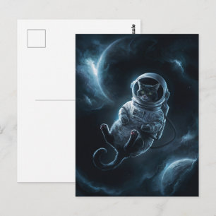 Astronaut Galaxie Planet Weltraum Katze Kätzchen K Postkarte