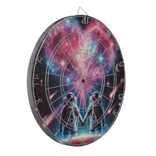 Astronaut Galaxy Dartboard Dartscheibe (Vorderseite Links)