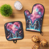 Astronaut Galaxy Oven Mitt Set (Oben Unten)