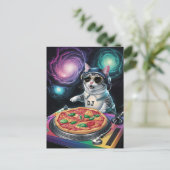 Astronaut Galaxy Planet Space Dj Cat Pizza Kitty Postkarte (Stehend Vorderseite)