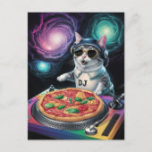 Astronaut Galaxy Planet Space Dj Cat Pizza Kitty Postkarte (Vorderseite)