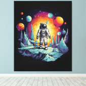 Astronaut Galaxy Space Explorer Wooden Wall Plaque Leinwanddruck (Insitu (Holzboden))