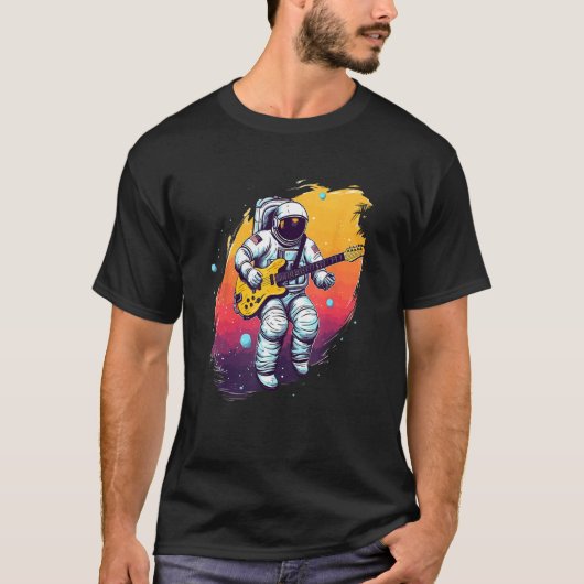 Astronaut Galaxy Space Music Guitar T-Shirt (Vorderseite)