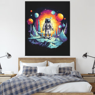 Astronaut Galaxy Weltraum Holz Wandtafel Leinwanddruck