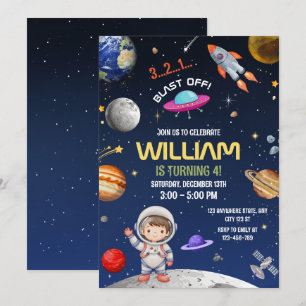Astronaut Geburtstag Weltraum Galaxy Abheben Einladung