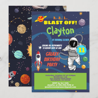 Astronaut Geburtstagsgalaxie Kind Einladung