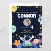 Astronaut-Geburtstagsparty im Weltraum Einladung (Vorne/Hinten)