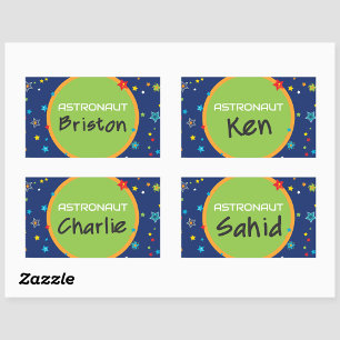 Astronaut Gefallen Box Blank Name Stickers