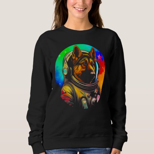 Astronaut German Shepherd Dog Sweatshirt (Vorderseite)