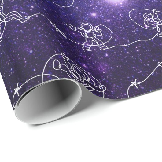 Astronaut Geschenkpapier (Rolleneckpunkt)
