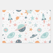 Astronaut Geschenkpapier Flachblatt-Set aus 3 Set (Vorderseite)
