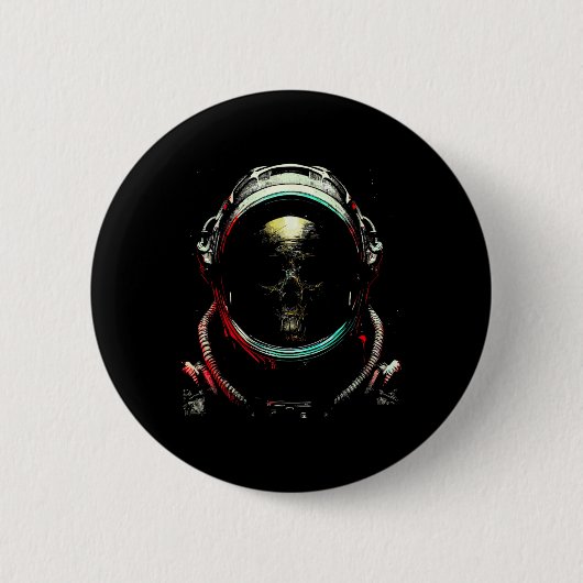 Astronaut Ghost Skeleton - Spooky Skull Halloween Button (Vorderseite)