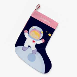 Astronaut-Girl-Kid's Personalisiert Kleiner Weihnachtsstrumpf