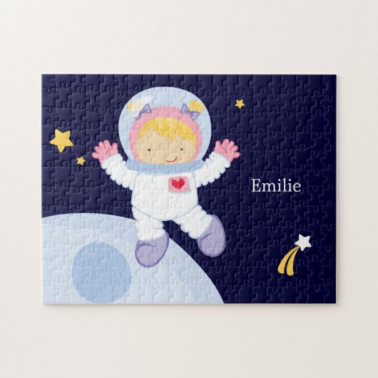 Astronaut-Girl-Kid's Personalisiert Puzzle (Horizontal)