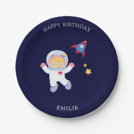 Astronaut-Girl-Kindergeburtstag Pappteller
