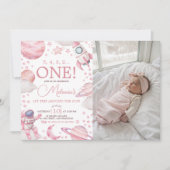 Astronaut Girl Photo 1st Birthday Invite Einladung (Vorderseite)