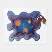 Astronaut Girl Space Gazing Fleecedecke (Vorderseite (Horizontal))