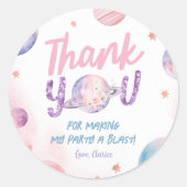 Astronaut Girl's Birthday Danke, dass Sie Stickers (Vorderseite)
