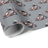 Astronaut Go-Kart Geschenkpapier (Rolleneckpunkt)