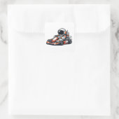 Astronaut Go-Kart Quadratischer Aufkleber (Tasche)