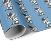 Astronaut Golf Geschenkpapier (Rolleneckpunkt)