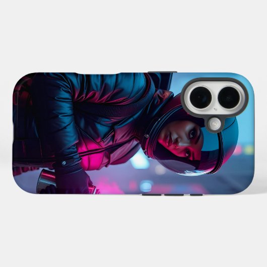 Astronaut Graffiti iPhone Case - Neon Glow (Rückseite (Horizontal))
