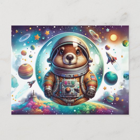 Astronaut Groundhog Postkarte (Vorderseite)