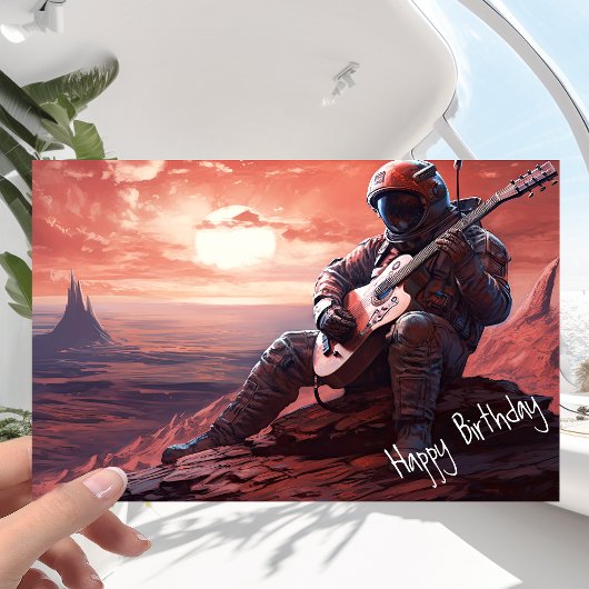 Astronaut Guitarist Playing Guitar - Birthday Karte