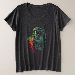 Astronaut hält eine kosmische Spirale Große Größe T-Shirt