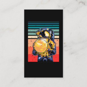 Astronaut hält Mond Retro Kosmisch Visitenkarte