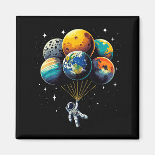 Astronaut hält Planetenballons Kinder Solar Magnet