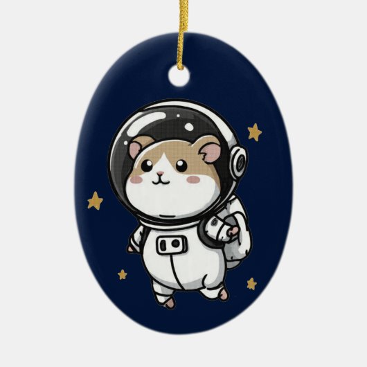 Astronaut Hamster Keramik Ornament (Vorne)