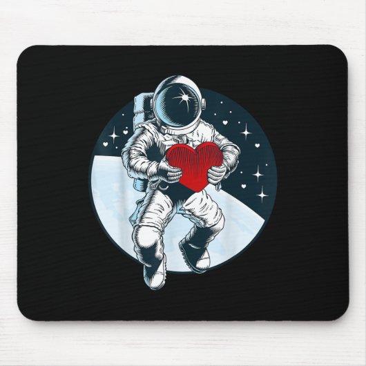 Astronaut Heart Liebe Planet Valentinstag Space B Mousepad (Vorne)