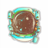 Astronaut Helmet Sketch Aufkleber (Vorderseite)