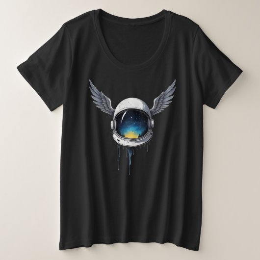 Astronaut Helmet with Wings - Kosmische Weltraumku Große Größe T-Shirt (Design vorne)