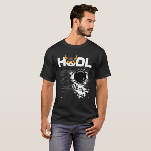 Astronaut HODL Floki Inu-Münze bis Mondkrypto T T-Shirt (Vorne ganz)