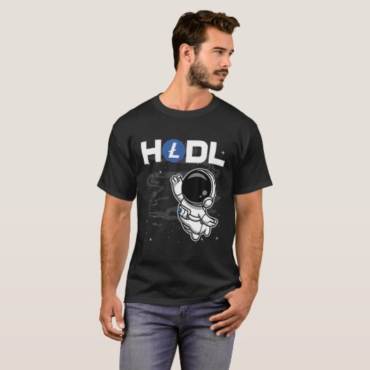 Astronaut HODL Litecoin LTC Coin To The Moon Crypt T-Shirt (Vorne ganz)