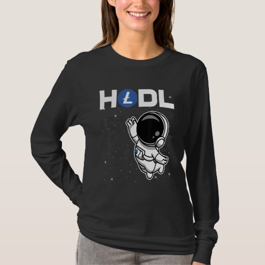 Astronaut Hodl Litecoin Ltc Coin zum Mondkrypt T-Shirt (Vorderseite)