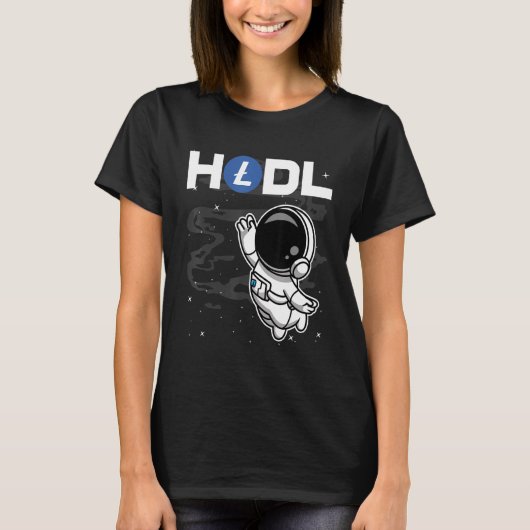 Astronaut Hodl Litecoin Ltc Coin zum Mondkrypt T-Shirt (Vorderseite)