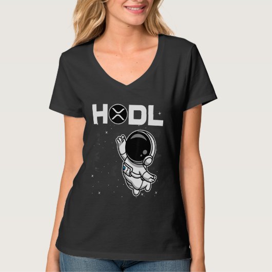 Astronaut Hodl Ripple XRP-Münze zum Mondkrypto T-Shirt (Vorderseite)