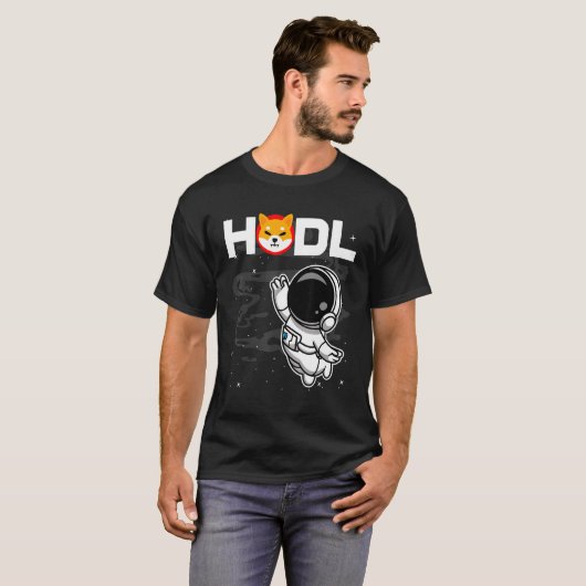Astronaut Hodl Shiba Inu Shib Coin zum Mondschrei T-Shirt (Vorne ganz)