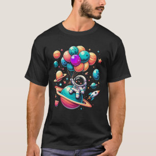 Astronaut Holding Planet Ballon Raumgalaxie Stem T-Shirt
