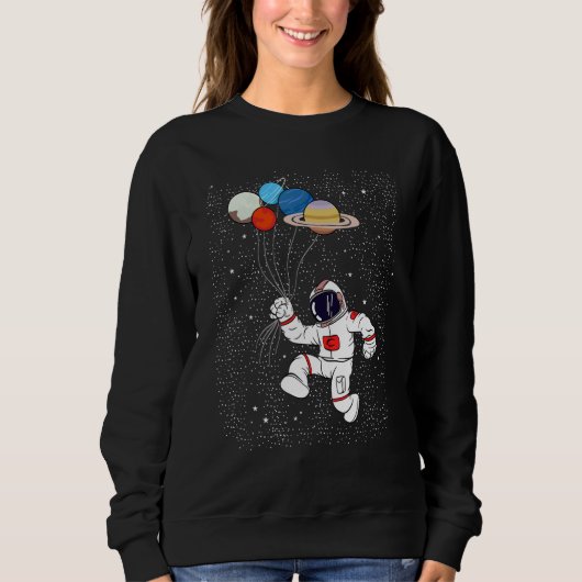 Astronaut Holding Planet Balloons Boys Girls STEM  Sweatshirt (Vorderseite)