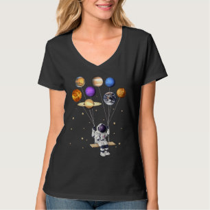 Astronaut Holding Planet Balloons Science Solar Sy T-Shirt